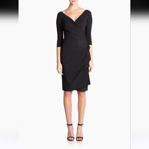 Chiara Boni La Petite Robe Florian Side Ruffle Dress Black Size 50 EU 14 US